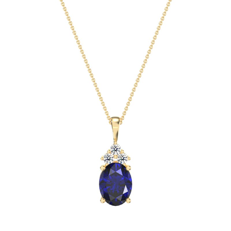 Three Stone Triangle and Oval Necklace