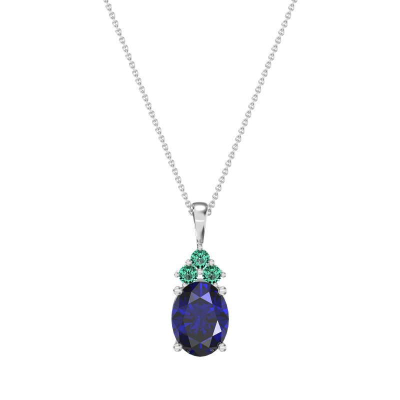 Three Stone Triangle and Oval Necklace
