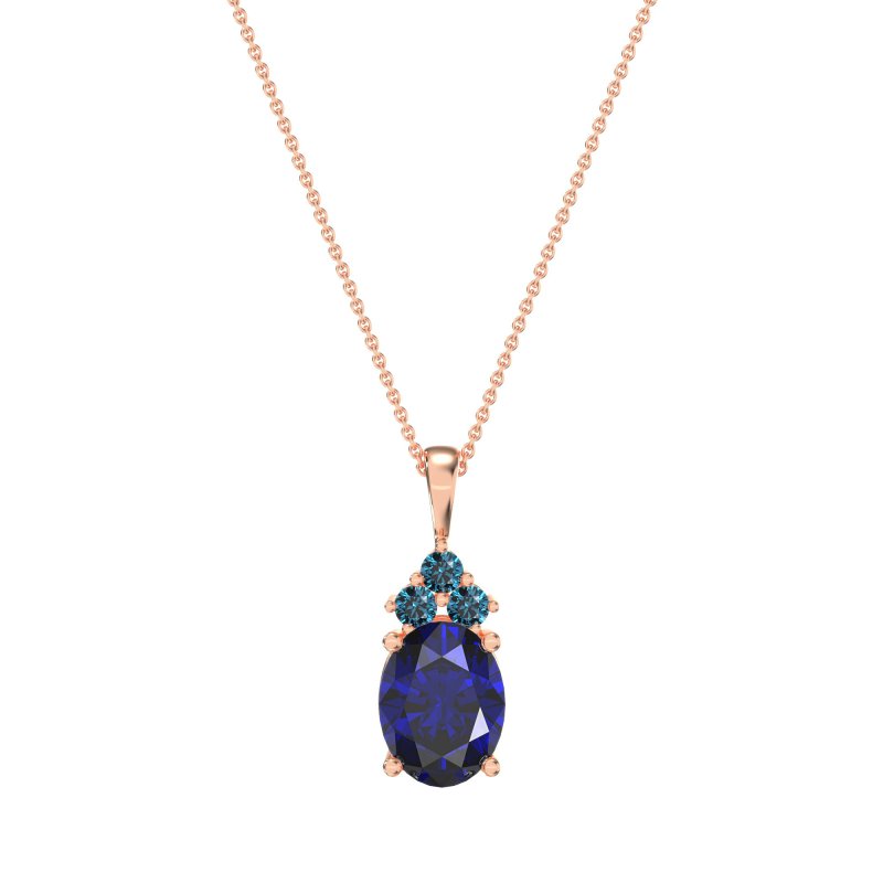 Three Stone Triangle and Oval Necklace