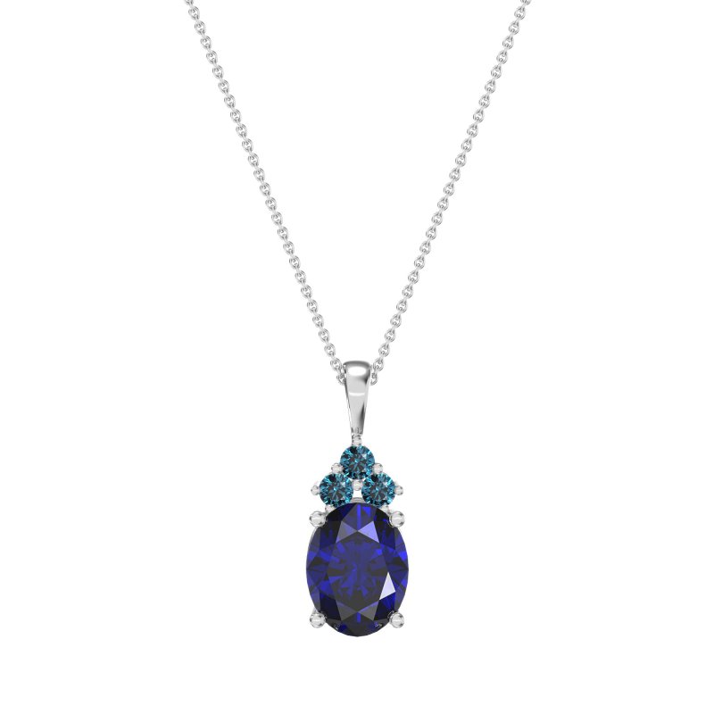 Three Stone Triangle and Oval Necklace