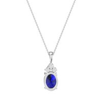 Three Stone Triangle and Oval Necklace