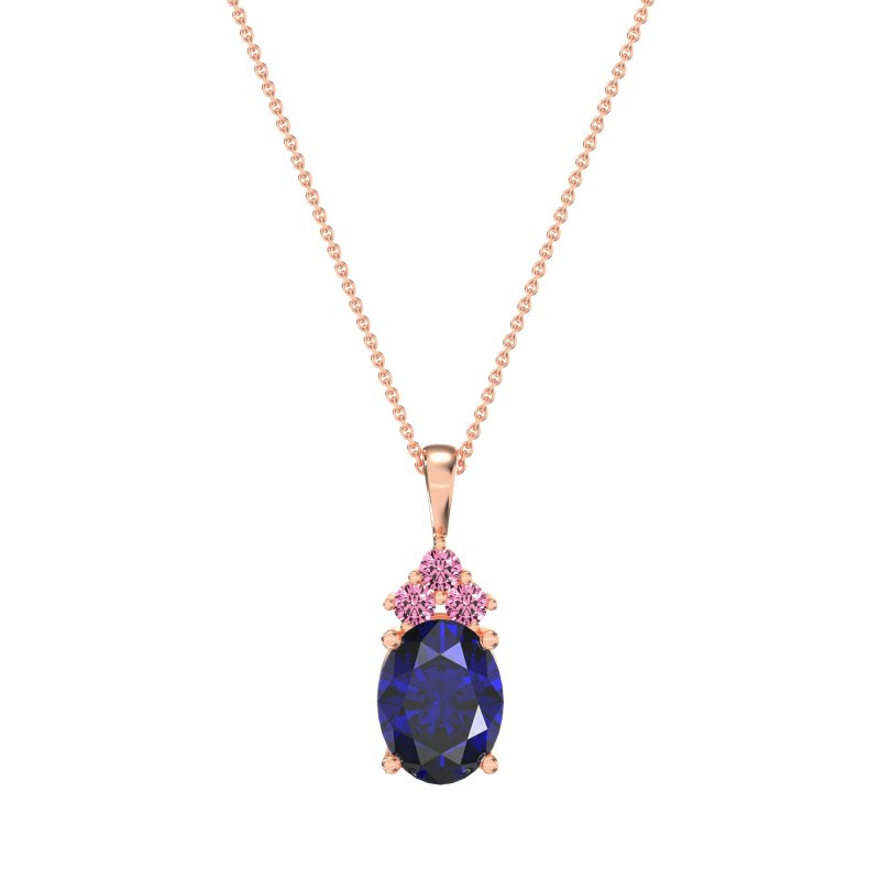 Three Stone Triangle and Oval Necklace
