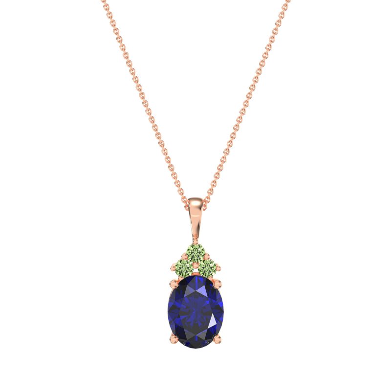 Three Stone Triangle and Oval Necklace