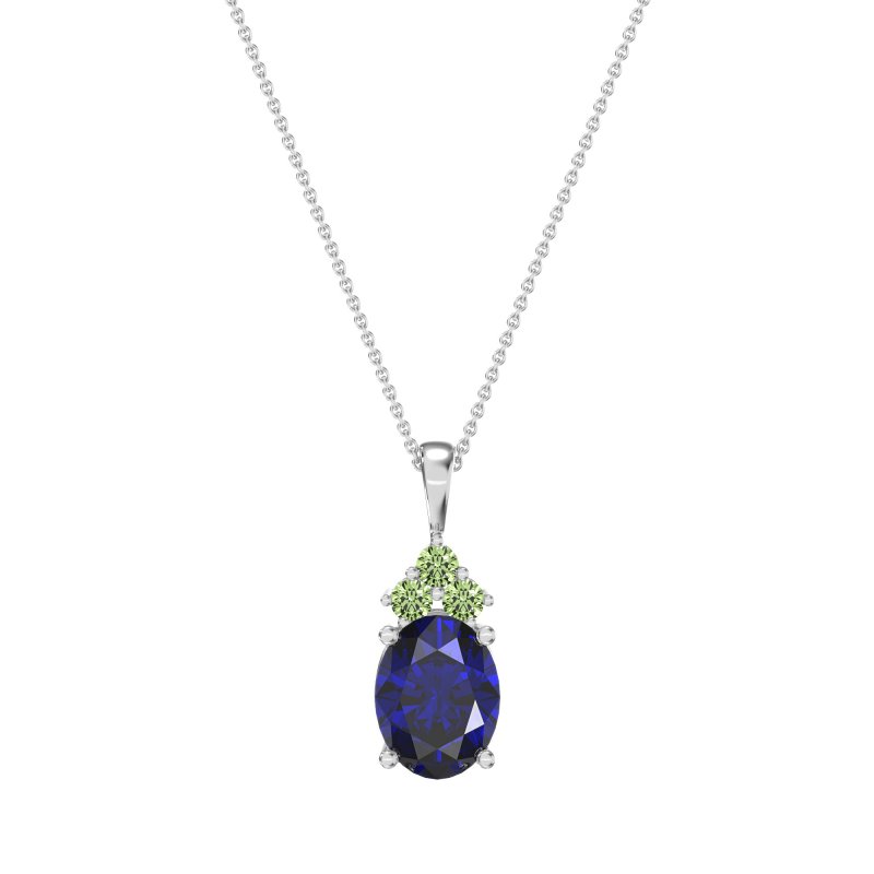 Three Stone Triangle and Oval Necklace