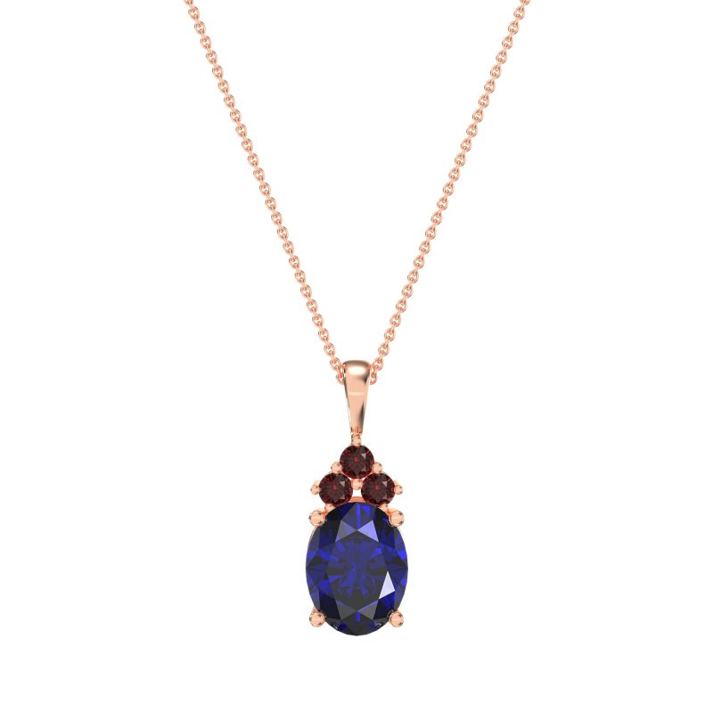 Three Stone Triangle and Oval Necklace