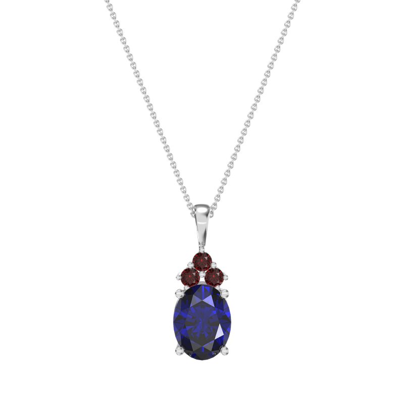 Three Stone Triangle and Oval Necklace