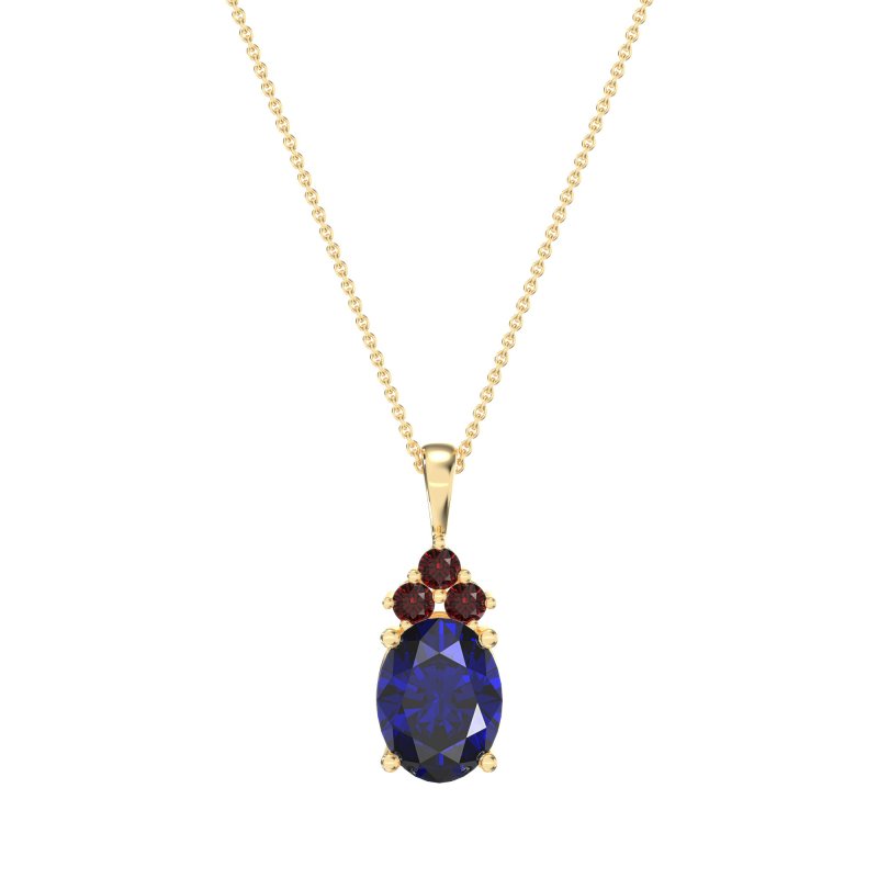 Three Stone Triangle and Oval Necklace