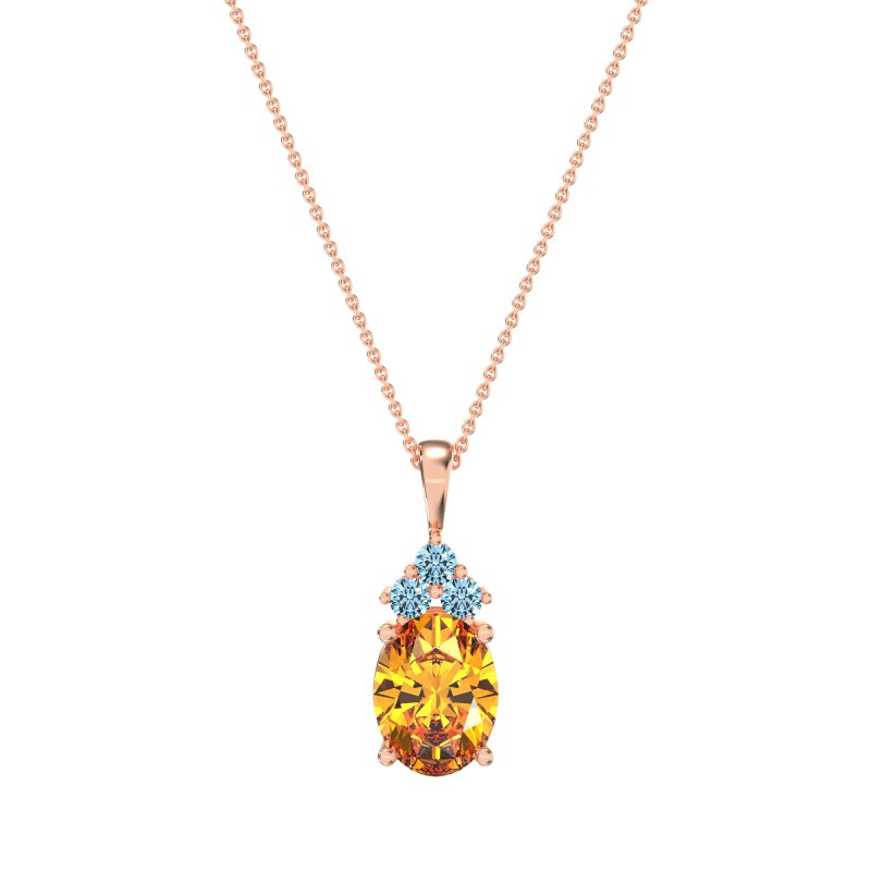 Three Stone Triangle and Oval Necklace