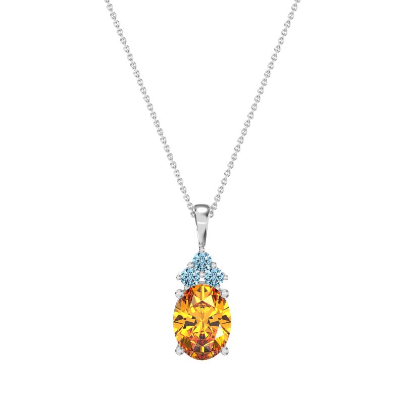 Three Stone Triangle and Oval Necklace
