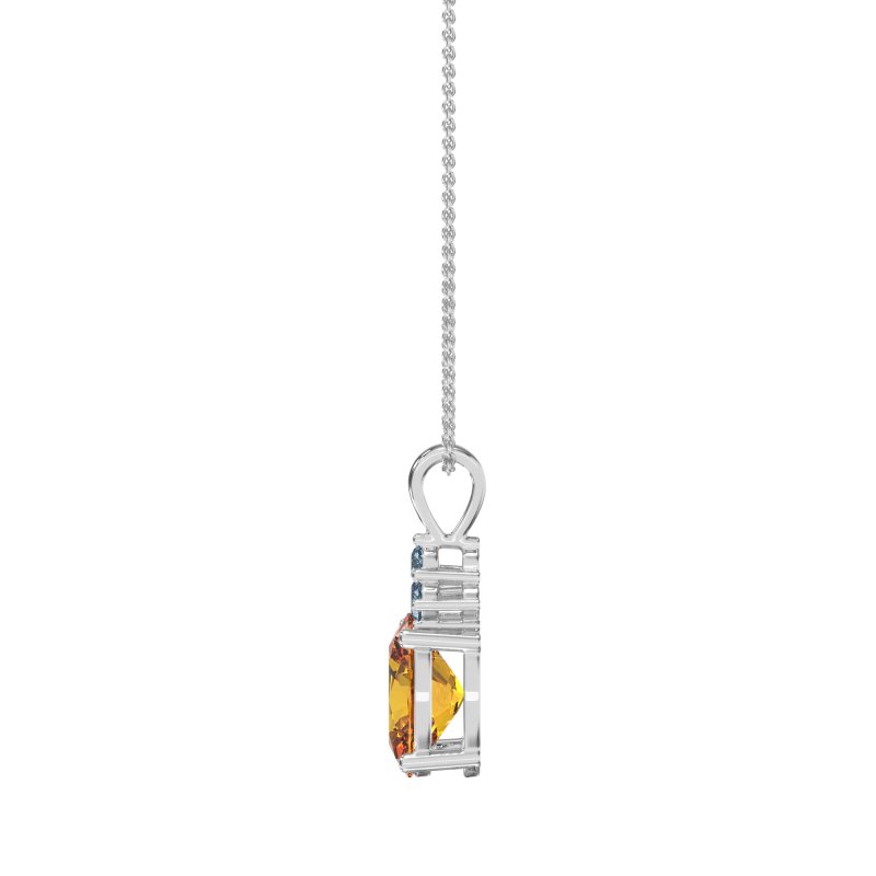Three Stone Triangle and Oval Necklace