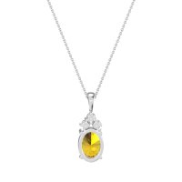 Three Stone Triangle and Oval Necklace