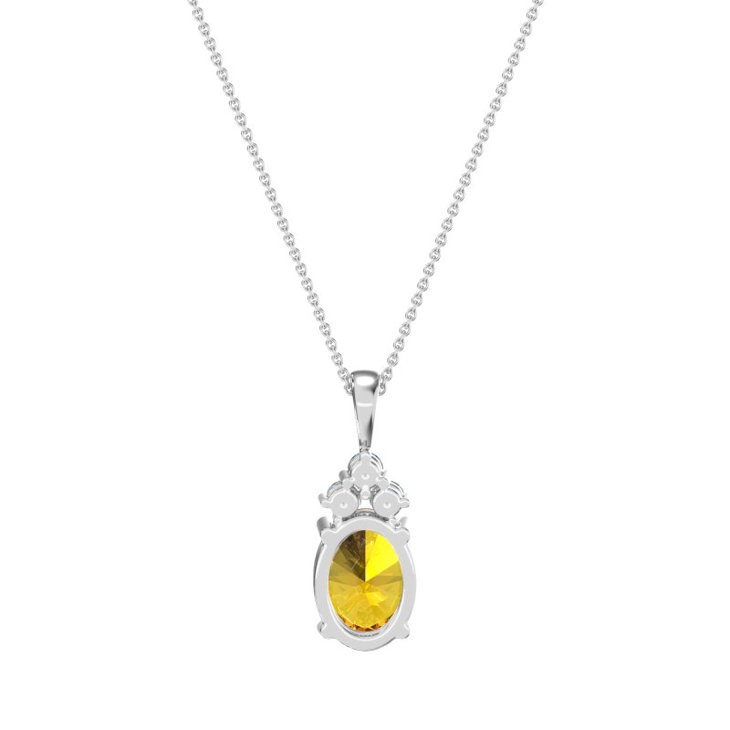 Three Stone Triangle and Oval Necklace