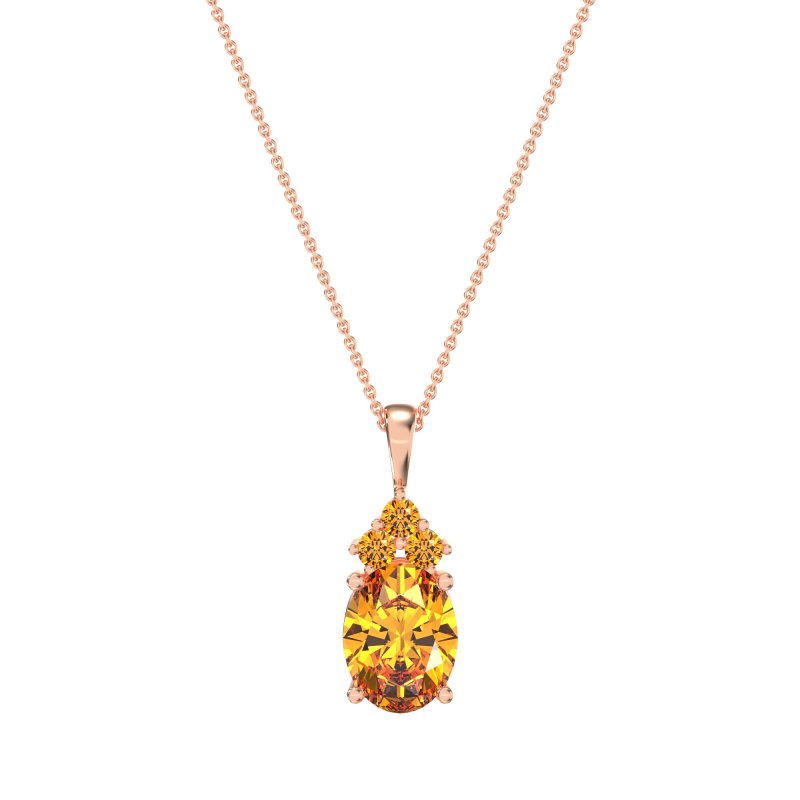Three Stone Triangle and Oval Necklace