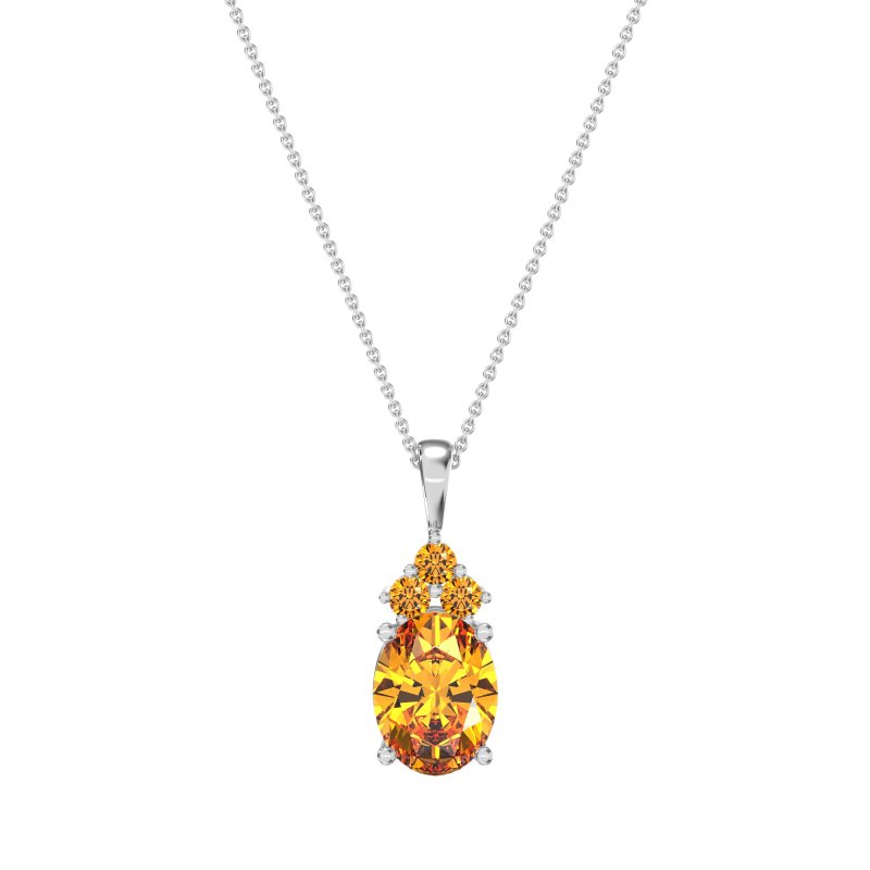 Three Stone Triangle and Oval Necklace