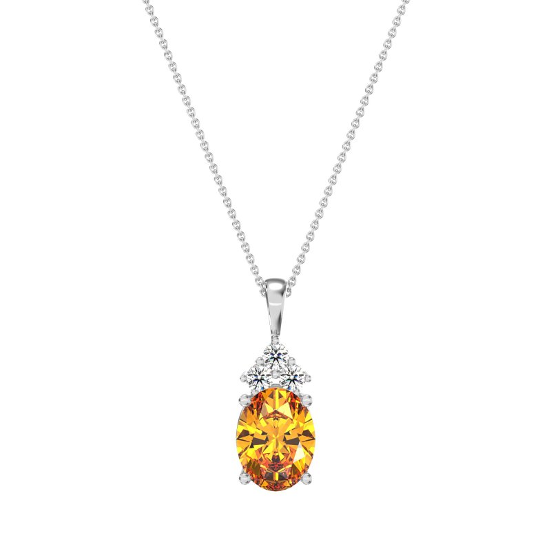 Three Stone Triangle and Oval Necklace