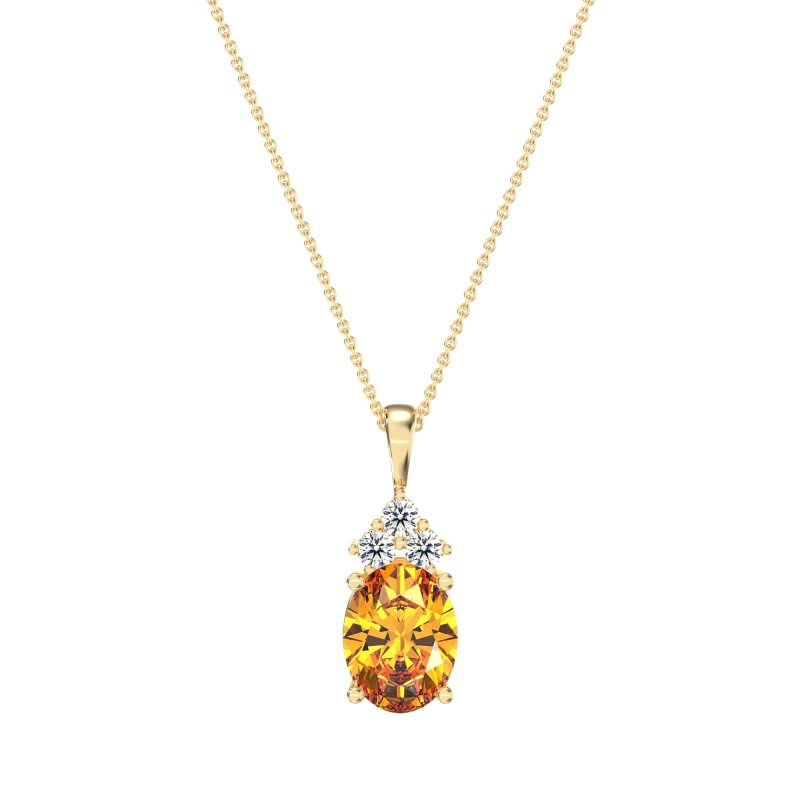 Three Stone Triangle and Oval Necklace