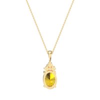 Three Stone Triangle and Oval Necklace