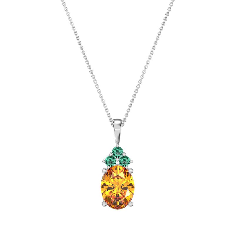 Three Stone Triangle and Oval Necklace