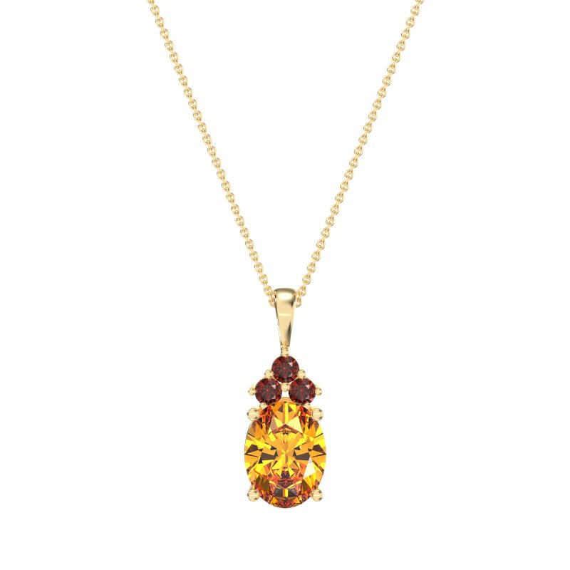 Three Stone Triangle and Oval Necklace