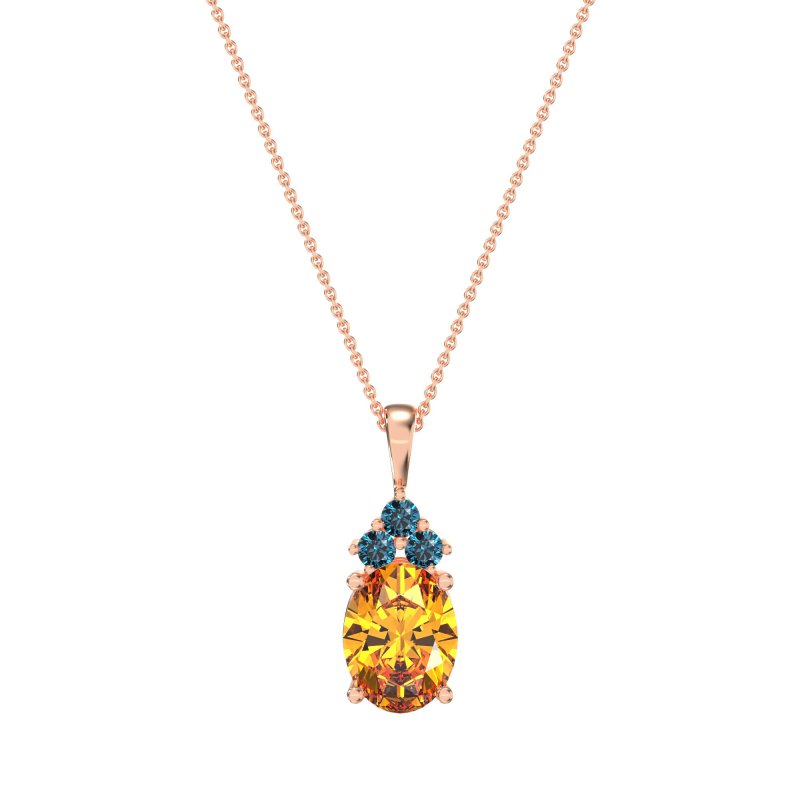 Three Stone Triangle and Oval Necklace