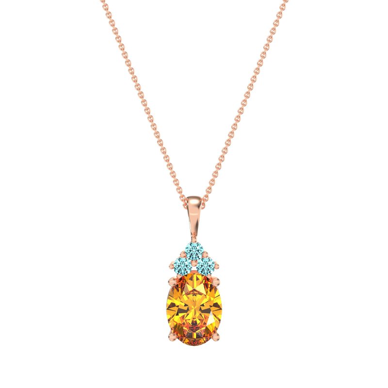 Three Stone Triangle and Oval Necklace