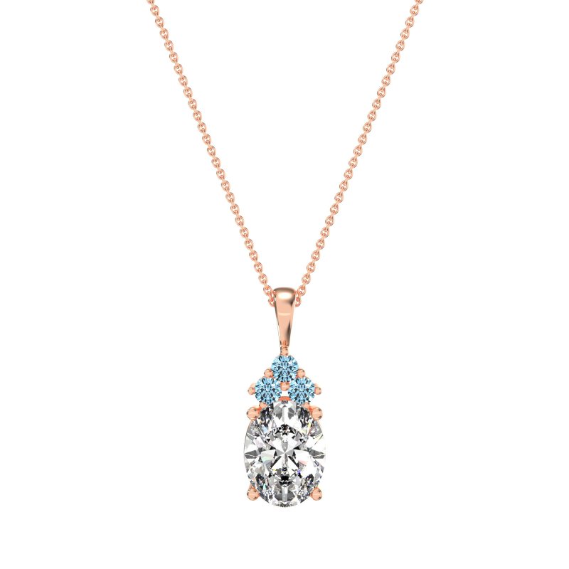 Three Stone Triangle and Oval Necklace