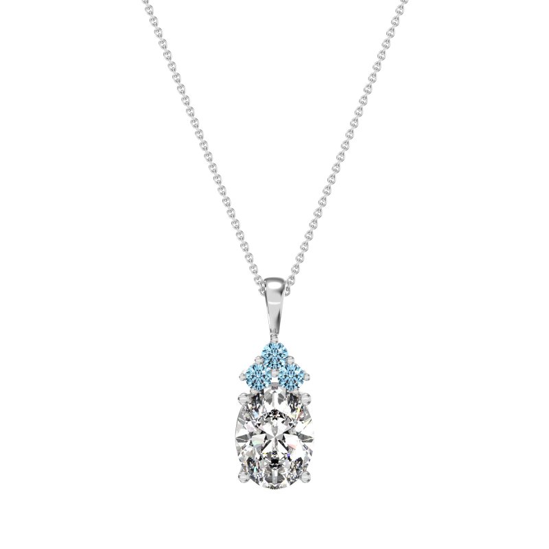 Three Stone Triangle and Oval Necklace