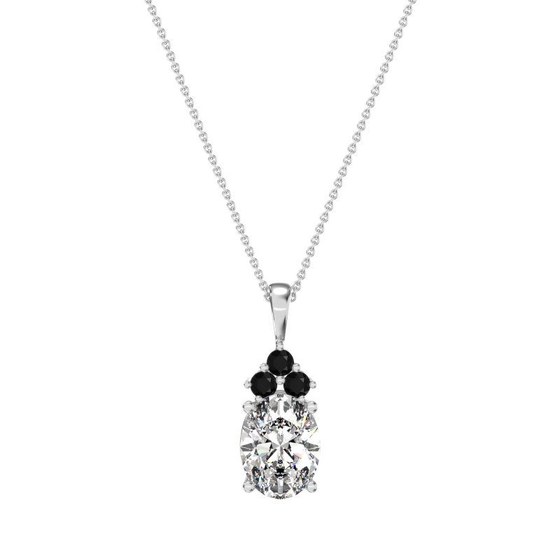 Three Stone Triangle and Oval Necklace