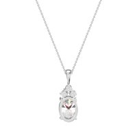 Three Stone Triangle and Oval Necklace