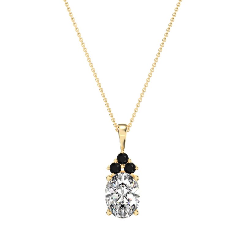 Three Stone Triangle and Oval Necklace