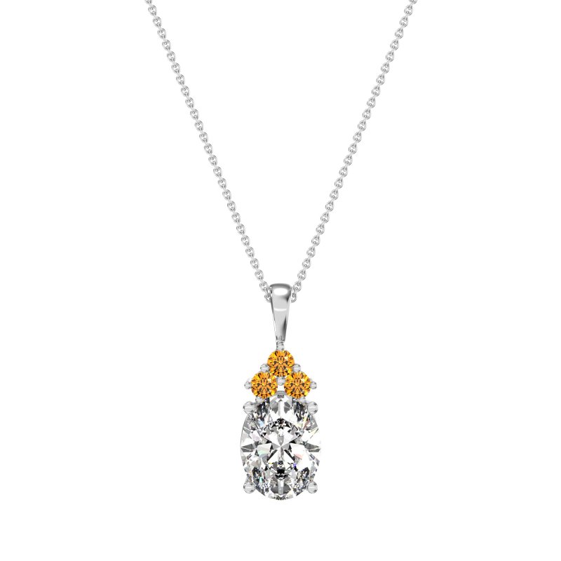 Three Stone Triangle and Oval Necklace