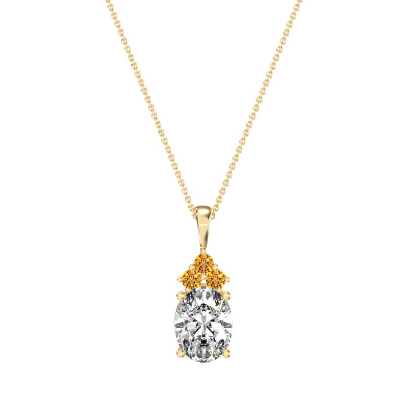 Three Stone Triangle and Oval Necklace