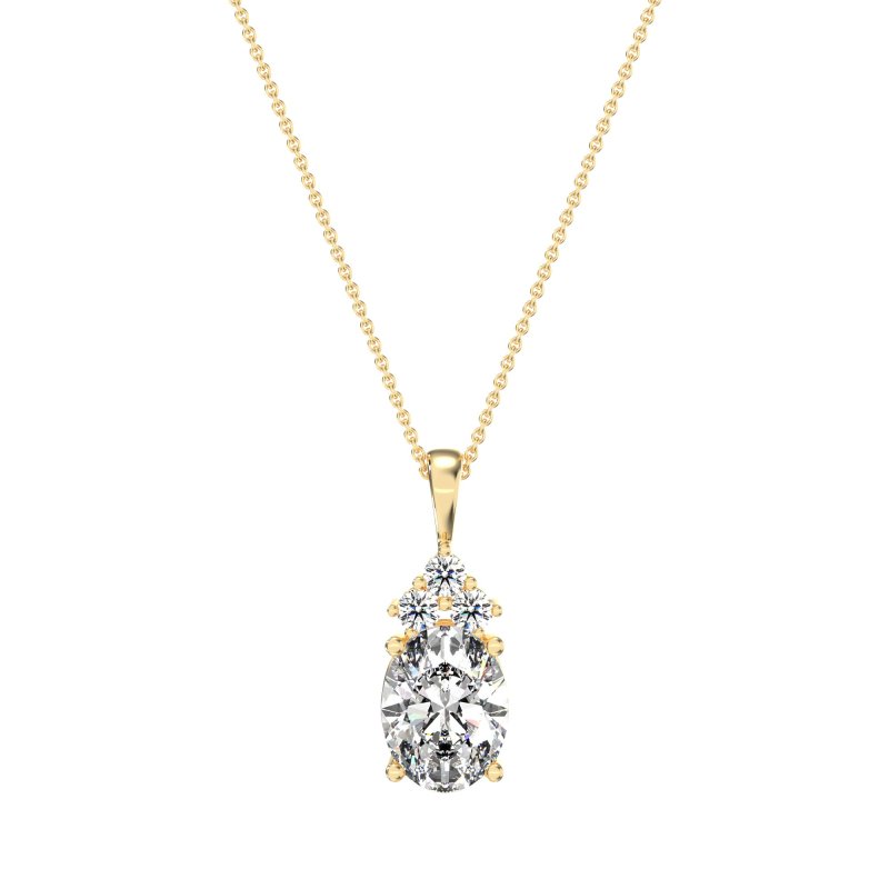 Three Stone Triangle and Oval Necklace