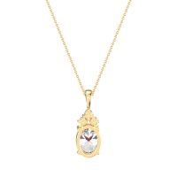Three Stone Triangle and Oval Necklace