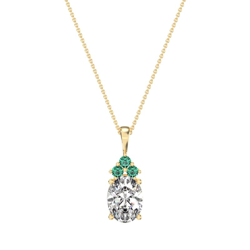 Three Stone Triangle and Oval Necklace