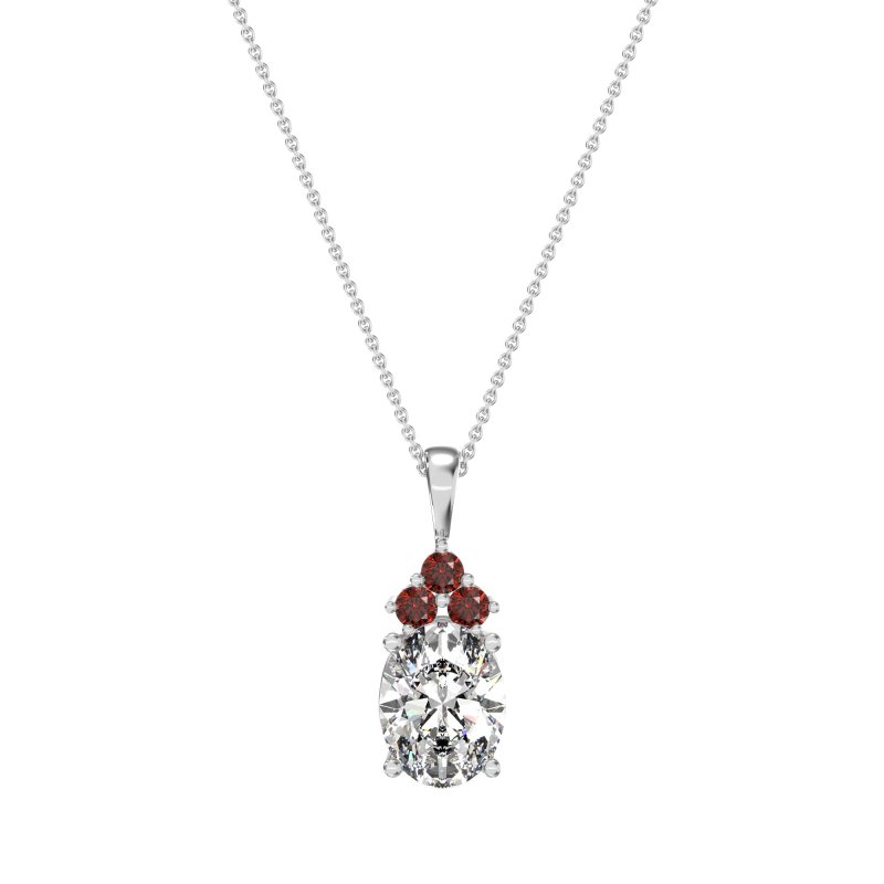 Three Stone Triangle and Oval Necklace