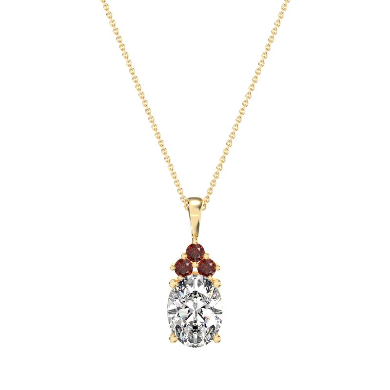 Three Stone Triangle and Oval Necklace