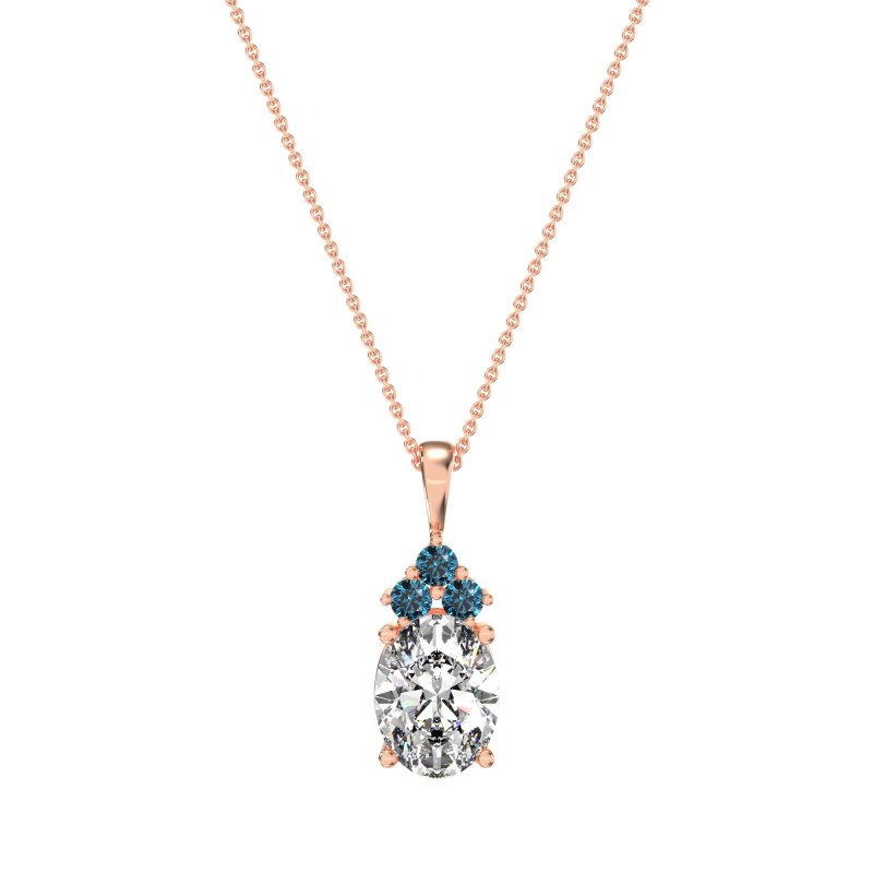 Three Stone Triangle and Oval Necklace