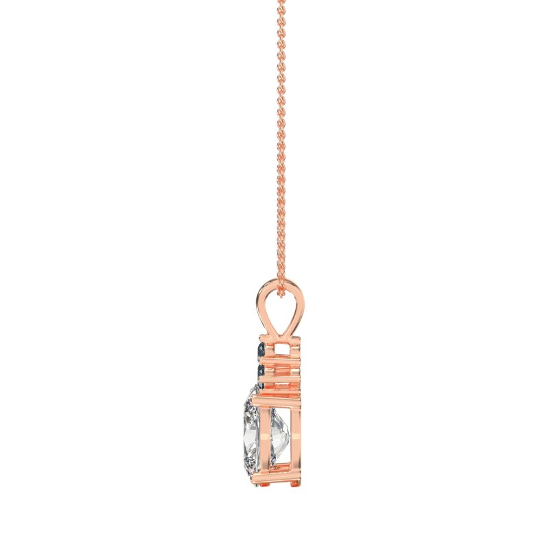 Three Stone Triangle and Oval Necklace