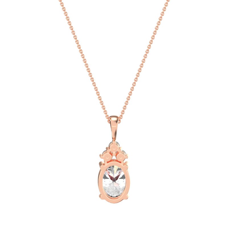 Three Stone Triangle and Oval Necklace