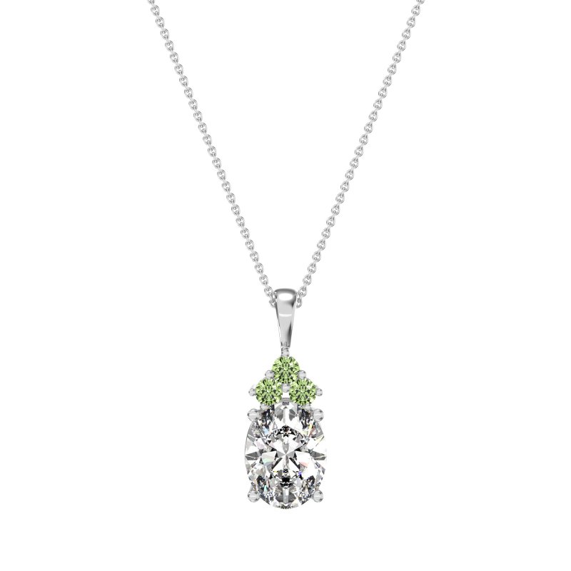 Three Stone Triangle and Oval Necklace