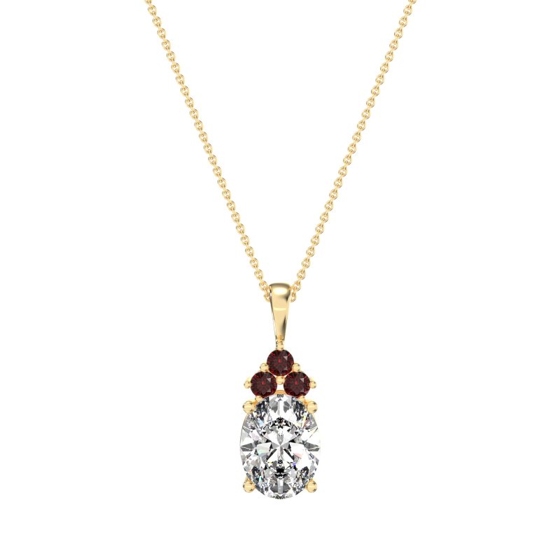 Three Stone Triangle and Oval Necklace