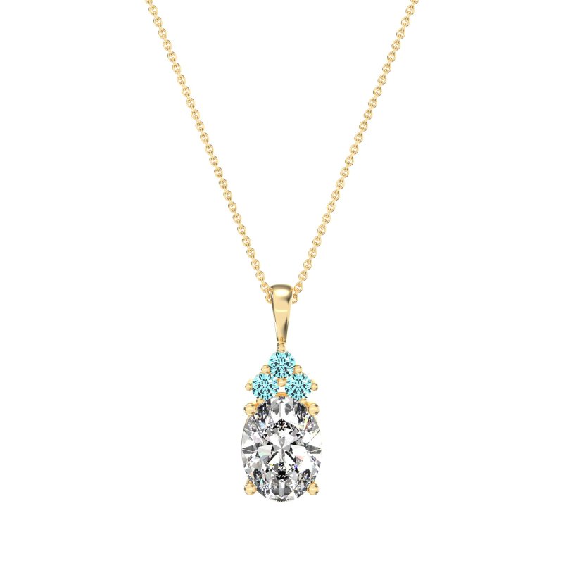 Three Stone Triangle and Oval Necklace