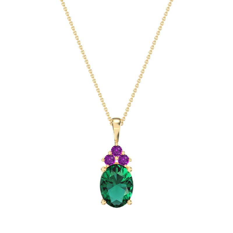 Three Stone Triangle and Oval Necklace