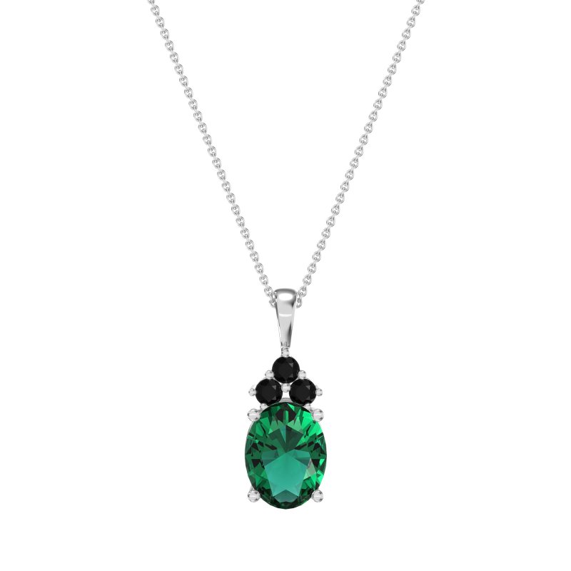 Three Stone Triangle and Oval Necklace