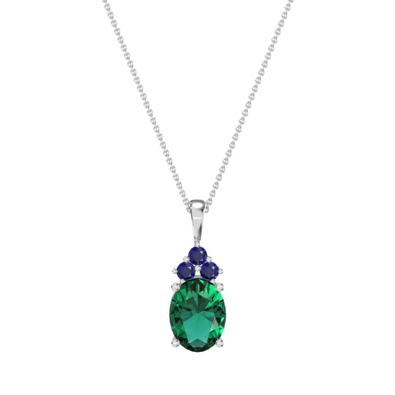 Three Stone Triangle and Oval Necklace