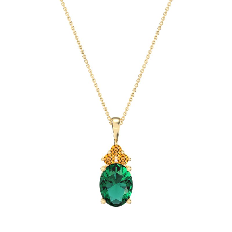 Three Stone Triangle and Oval Necklace
