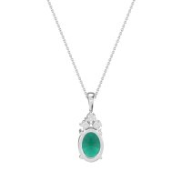 Three Stone Triangle and Oval Necklace