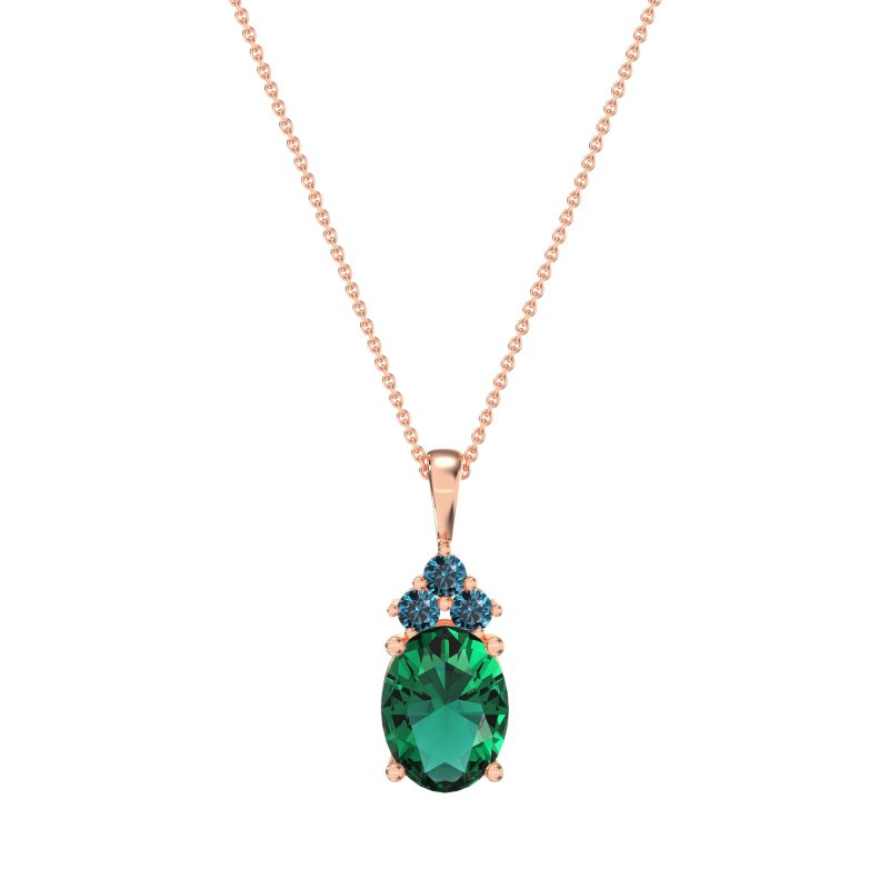 Three Stone Triangle and Oval Necklace