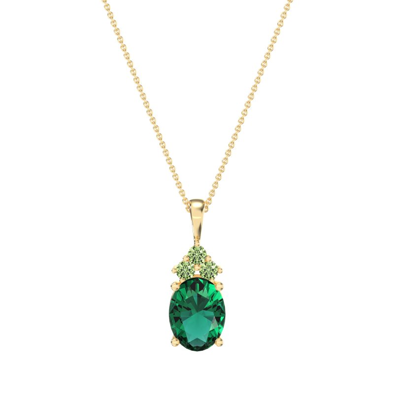 Three Stone Triangle and Oval Necklace